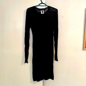 Black sheer bcbg midi knit dress